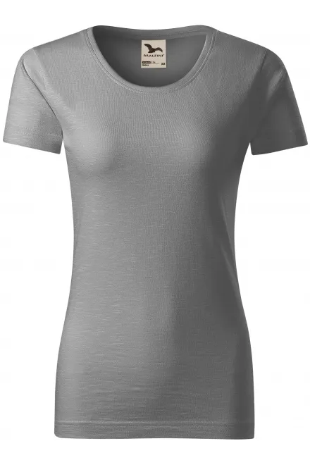 T-shirt för kvinnor, texturerad ekologisk bomull - ljus silver, M