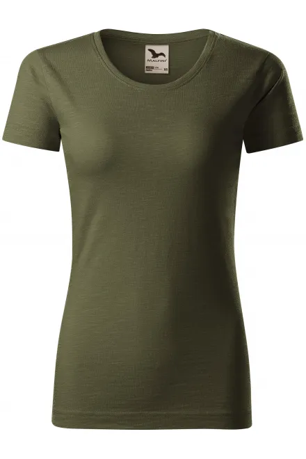 T-shirt för kvinnor, texturerad ekologisk bomull - military, M