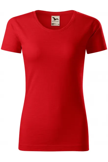 T-shirt för kvinnor, texturerad ekologisk bomull - röd, M