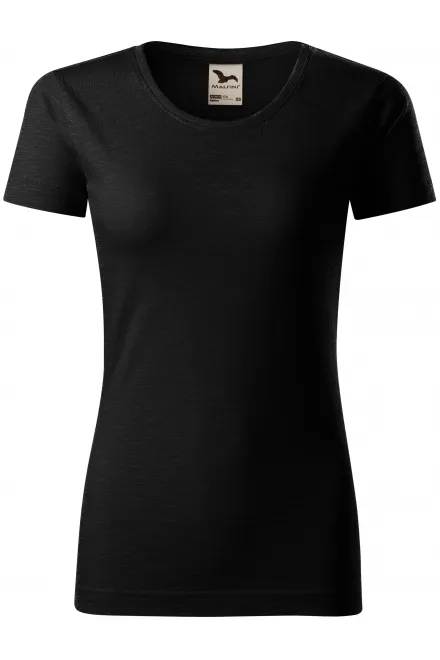 T-shirt för kvinnor, texturerad ekologisk bomull - svart, M