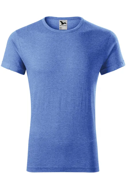 T-shirt herr med rullade ärmar - blå marmor, S