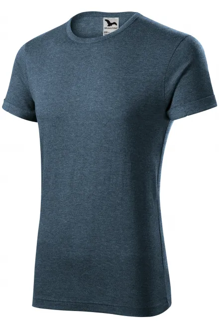T-shirt herr med rullade ärmar, mörk denim marmor