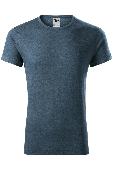 T-shirt herr med rullade ärmar - mörk denim marmor, S