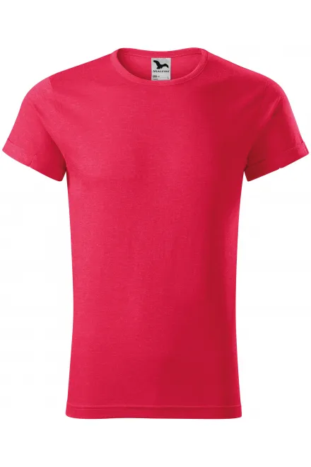 T-shirt herr med rullade ärmar - röd marmor, S