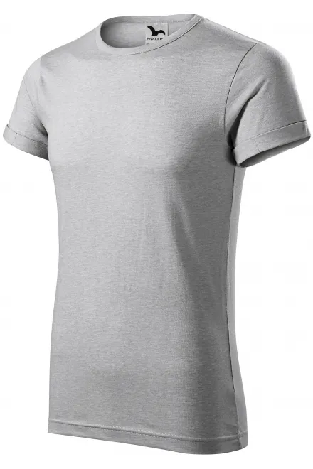 T-shirt herr med rullade ärmar, silver marmor