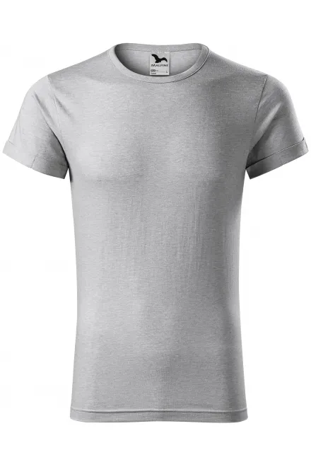 T-shirt herr med rullade ärmar - silver marmor, S