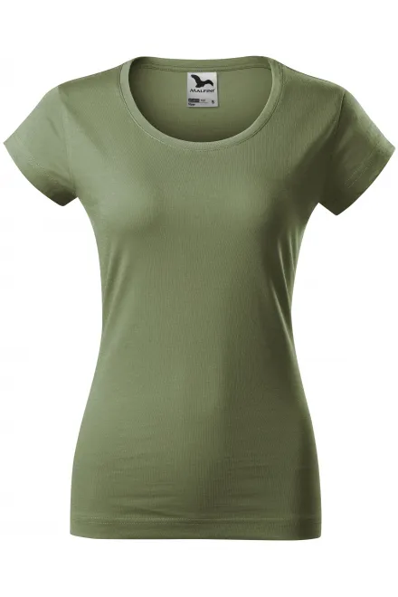 T-shirt med smal passform för damer med rund halsringning - khaki, XS