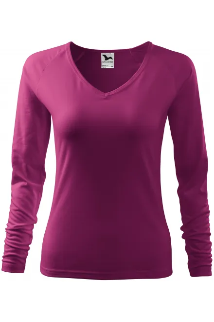 T-shirt med t-shirt för damer, V-ringning - fuchsia, M
